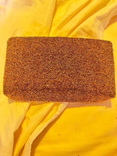 Vintage 1950’s French Brown Evening Bag BEADED - Picture 7 of 9