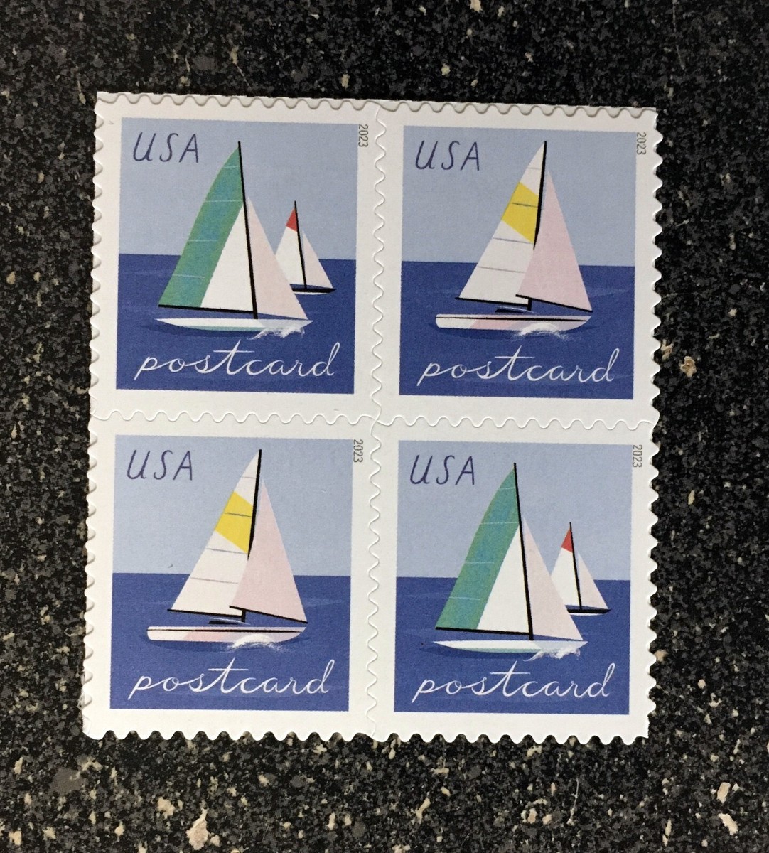 2023USA #5747-5748 Postcard Forever Rate Sailboats - Block of 4