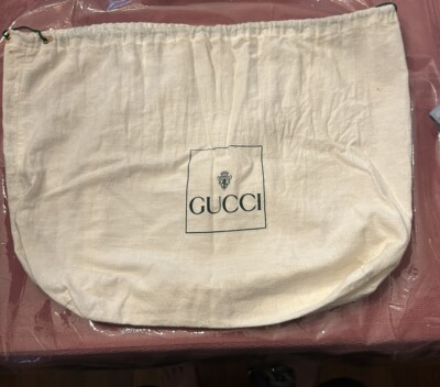 バッグ Gucci vintage handbag drawstring velour Vintage GUCCI Drawstring White Cotton Dust Bag Storage Shoes or