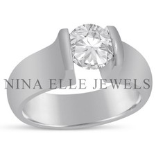 1.00CT TENSION SET ROUND CUT DIAMOND ENGAGEMENT RING H SI1
