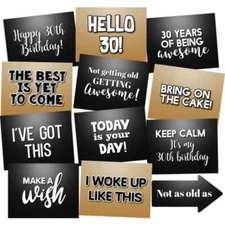 Birthday Photo Booth Props Accessories Kit Party Signs Picture Signs - Set of 12