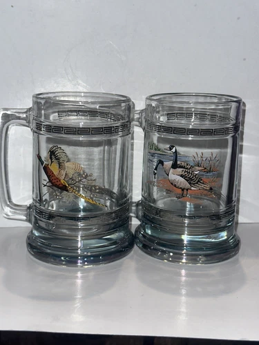 Vintage Princess House Beer Mugs Set Of 2 Pheasant & Geese Outdoorsy Hunting