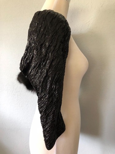 *4* J. MENDEL bolero shrug wrap FUR silk blouse dress jacket tunic top made USA - Picture 8 of 12