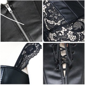 Women Sexy Faux Leather Corset Top Bustier Burlesque Costume Plus Size Lingerie