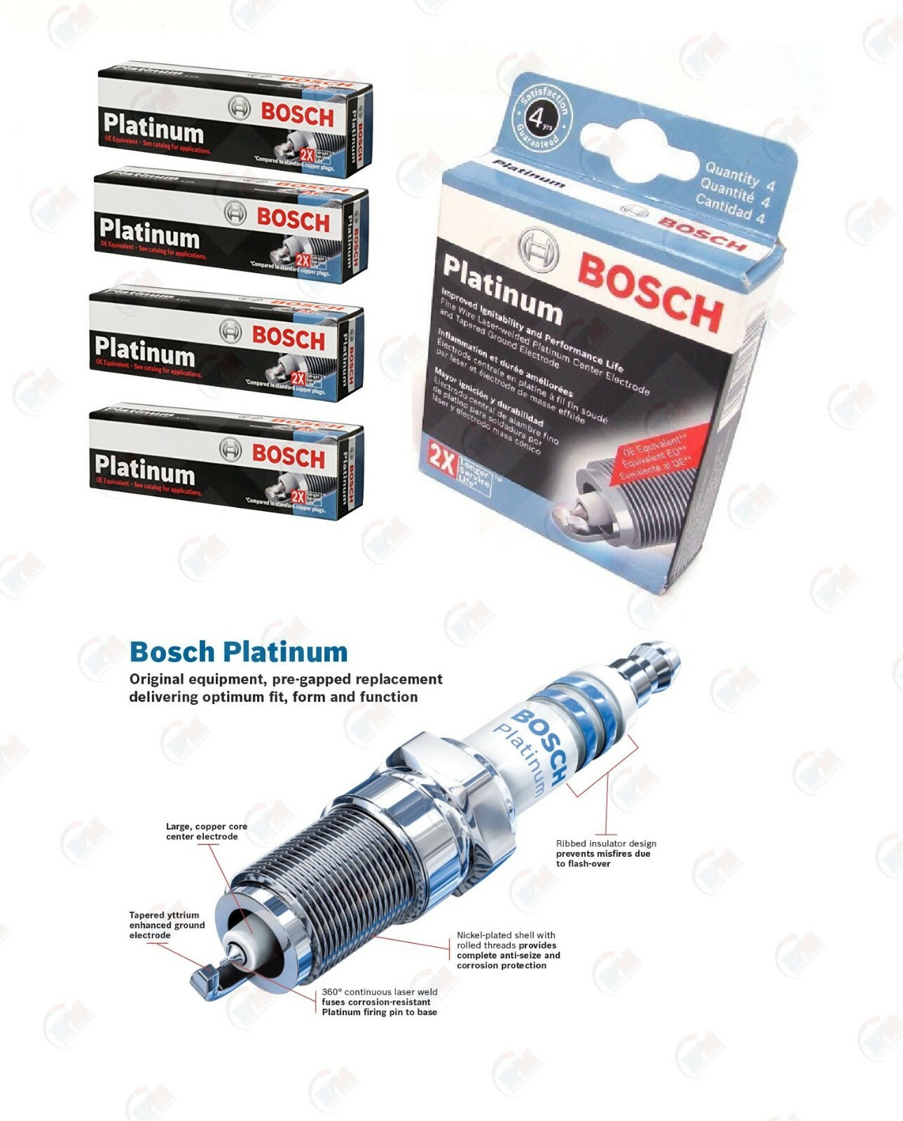 BOSCH OE FINE PLATINUM Spark Plugs 0242230557 6702 Set of 4