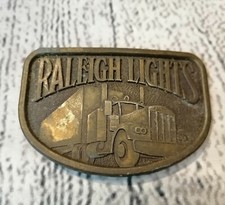 Vintage Raleigh Lights Cigarette Tobacco Semi-Truck Western Belt Buckle