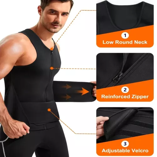 Herren Body Shaper Taillentrainer Sauna Schweiß Tank Bauch Fettverbrennung Shapewear - Bild 7 von 23