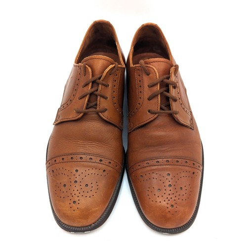 Men's Barrie Ltd Brogue Cap Tow Oxfords Caramel Brown Leather Size 8 (41) Italy - Picture 3 of 8