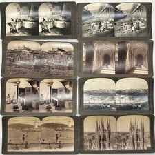 LOT: 8 STEREOVIEW CARDS Spain Funchal Madeira Islands Bridge of Alcantara Madrid