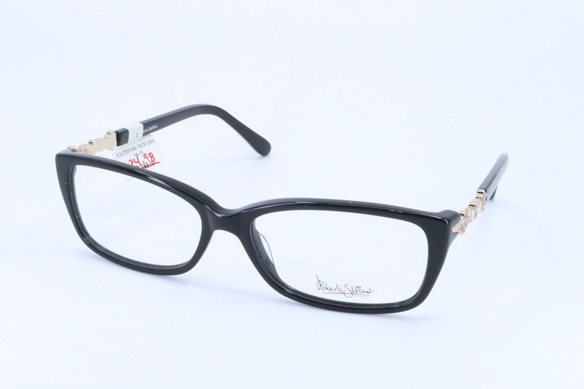 New Roberto Steffani RSS-152 Onyx & Gold Eyeglasses with Crystals 54/15/135 Roberto Steffani RS 160 COL 90 Eyeglasses Frames Black Gold  main image 2