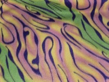 PURPLE ANIMAL STRIPES LAVA GREEN PINK ORANGE FLEECE FABRIC 2 YARDS 72" X 60"