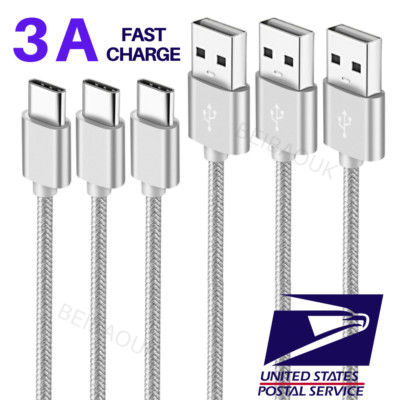 10Ft Type C Cable 3A Fast Charging USB-C Sync Charger Cord For Samsung S21 S20