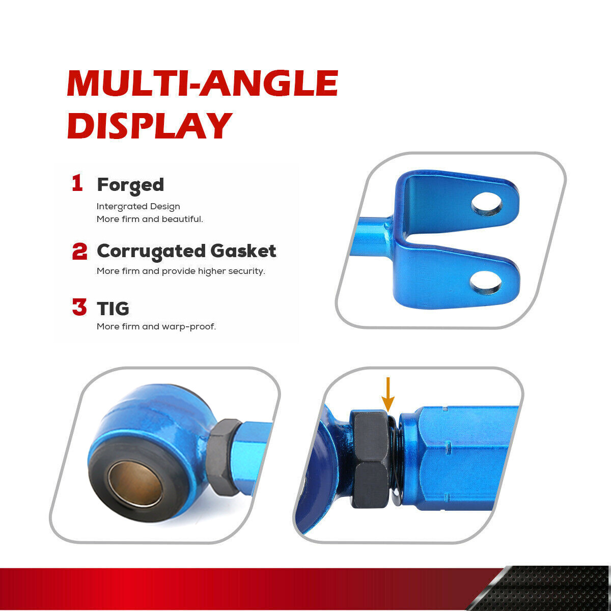 Blue Adjustable Rear Toe Traction Control Arm Kit Set For 03-08 Nissan 350Z Z33