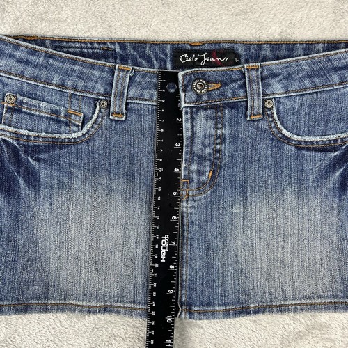 Minifalda de mezclilla Cielo Jeans Junior’s grandes pedrería bolsillos bordados Y2K - Imagen 5 de 9
