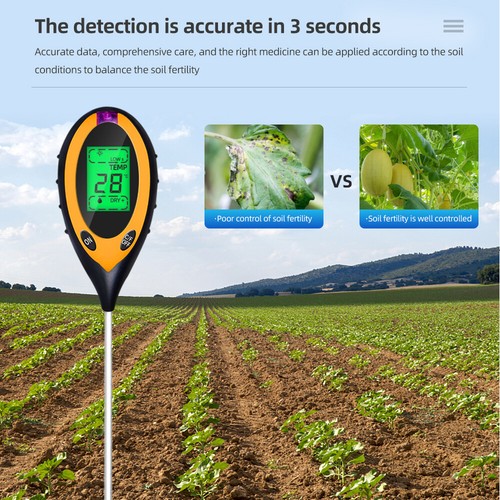 4 in 1 Digital Soil PH Tester Moisture Meter Test Kits Fits Garden Plant Lawns - Picture 7 of 12
