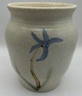 Art Pottery Vase with blue flowers approx. 6 inches tall