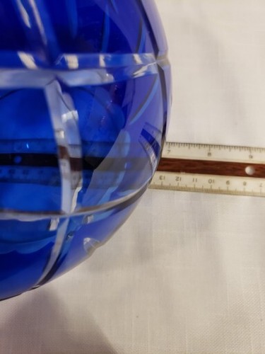 Vtg~Gorham~Lady Anne~7" Sapphire Blue~Cut To Clear~Crystal Rose Bowl~NWT(TS) - Picture 5 of 7