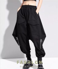 Japanese women street loose casual wide leg pants Harem trousers