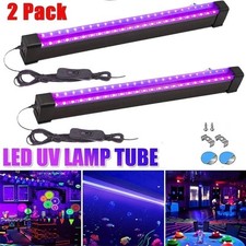 2PCS UV Black Light Bar Fixtures Ultraviolet Lamp Strip US Plug DJ Party Club U