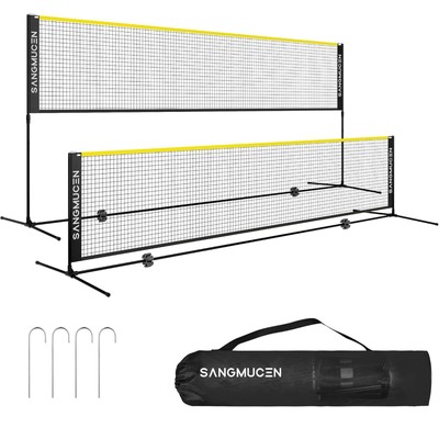 Gelb Schwarz 4m Badminton Netz Pfosten Set Tragbar Volleyball Pickleball Tennis 