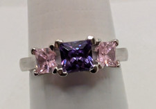 Sterling Silver 925 Amethyst Pink Quartz Ring Size 6