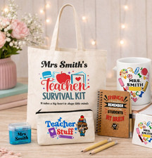 Teacher Gift &ndash; Personalised Tote Bag, Mugs, Coaster, Notebook, Pencil Case