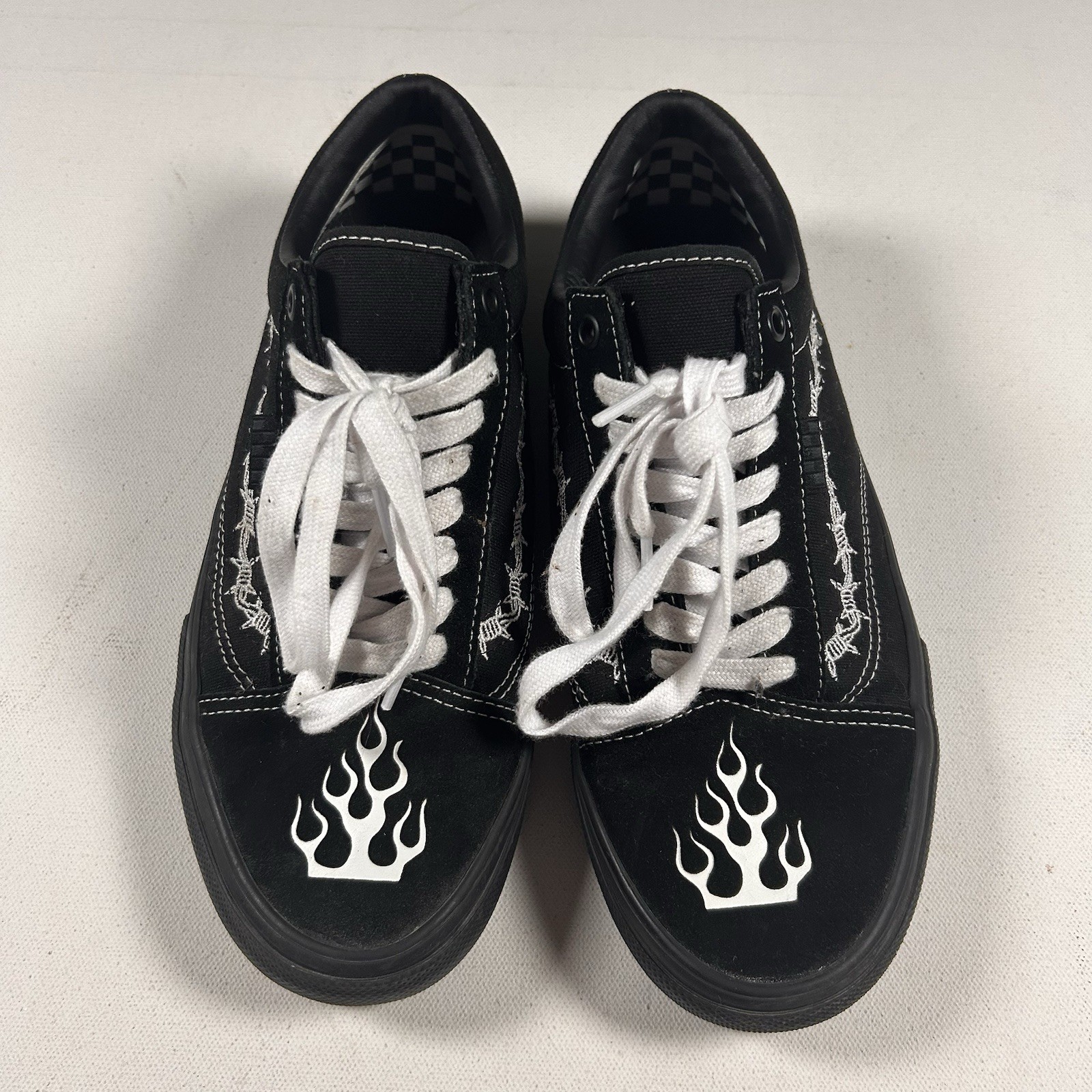 Size 9.5 Elijah Berle x Vans Skate Old Skool Black Mens Worn Once RARE Y2k Flame image 3