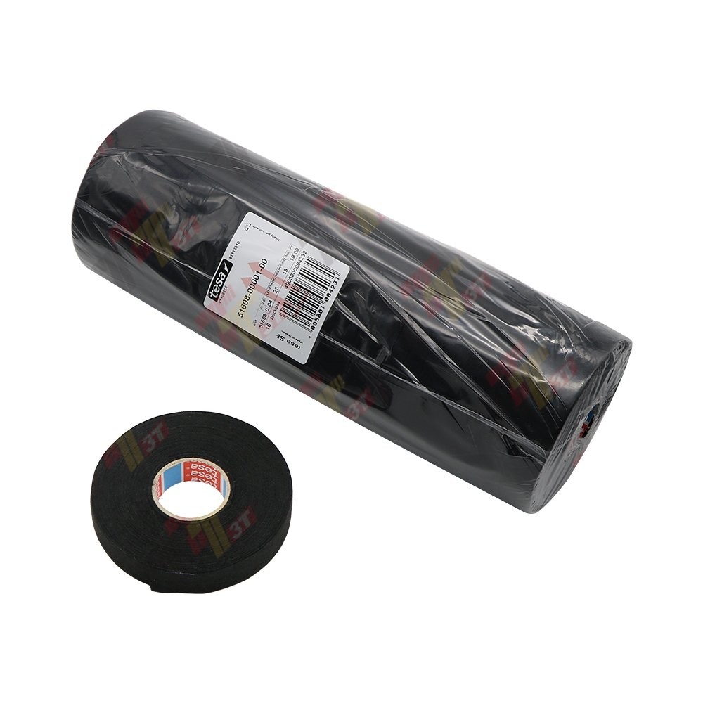 Tesa Tape 51608 – Nastro In Tessuto Nero Per Fasciatura Cavi Auto, Rotolo Da 2 (confezione 2 Pezzi)