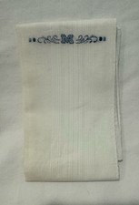 White Cotton Men's Handkerchief Classic Striped Embroidered M Monogram