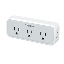 Multi Plug Outlet Extender, Surge Protector Wall Plug Splitter 5 Outlets Gray