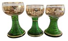 3 German Roemer Wine Glasses with Green Stems Vintage Collectibles — photo 4