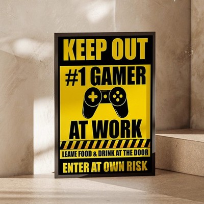 Gamer Warnschild, Keep Out #1 Gamer at Work, lustige Gaming Deko, Videospiel Po