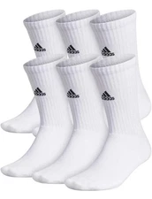 Adidas Team 6-pack White Crew Sock - 6 Pair XL - Fits Men's Shoe 12.0 to 16.0