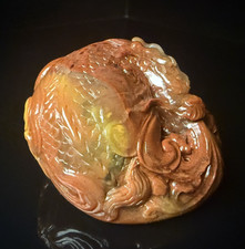 Natural ShouShan Stone Hand Carved Dragon Pendant Chinese Collectible LuckyCharm