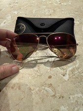 Ray Ban Matte Gold RB3025 Large Metal Aviator In Cyclamen Pink
