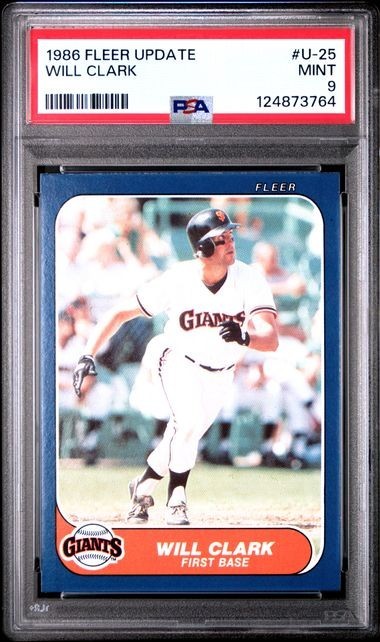 1986 Fleer Update WILL CLARK #U-25 ROOKIE RC Giants - PSA 9 MINT