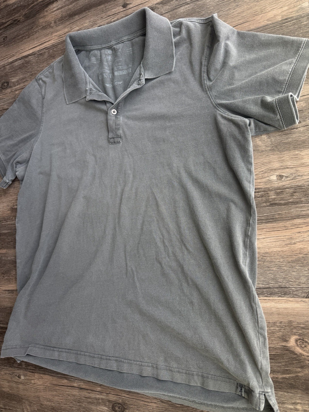 LEVI'S Originals 100% Soft Cotton Polo Shirt Mens XL Light Wash Gray thumbnail 8