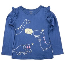 Toddler Girls Blue Long Sleeve I'm A She Rex Dino Dinosaur Tee T-Shirt