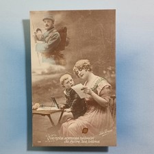 WW1 Patriotic Sweetheart Soldier Bayonet Postcard C1916 Letter Home Child