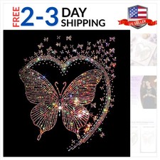 Butterfly Rhinestone Iron On Patch   Heart & ...