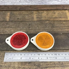 Vintage GULCO 22 Round Reflector Bolt On Hang Pair Red Amber SAE A