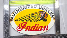 Indian Authorized Dealer 12 Vintage Flt Gas Pump Service Station Porcelain Sign
