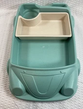 Kids Dinnerware Tray - Blue Car - Bamboo - Removable Tray