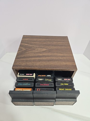 Atari 2600 30 Spiele Aufbewahrung Organizer Tri Schublade Vintage + 11 Spielkassetten