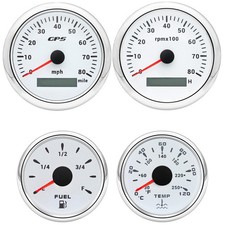 4 Gauge Set 85mm Gps Speedometer 0-80mphtacho 80000rpm52mm Fueltemp Gauge