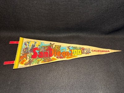 Vintage San Diego Zoo Pennant Flag Bright Colors Animals Themed 25  California