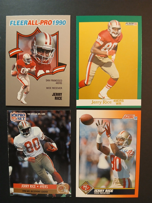Lot of (4) Jerry Rice - Fleer, Score, Pro Set - San Francisco 49ers