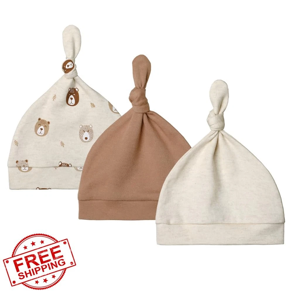 Owlivia 3pk Organic Baby Hats 0-3M Mini Bears