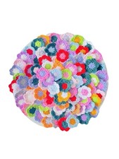 50 bunte  Häkelblumen Aufnäher
