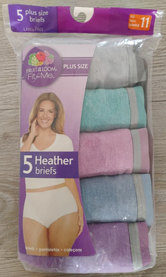 FRUIT OF THE LOOM FIT FOR ME PLUS SIZE HEATHER BRIEFS SIZE 11 - WOMENS - 5 PAIRS